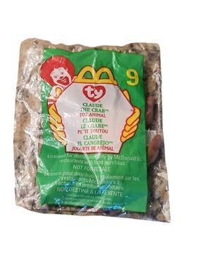 McDonalds Happy meal toy #9 Ty teanie beanie baby, Claude the crab 1999